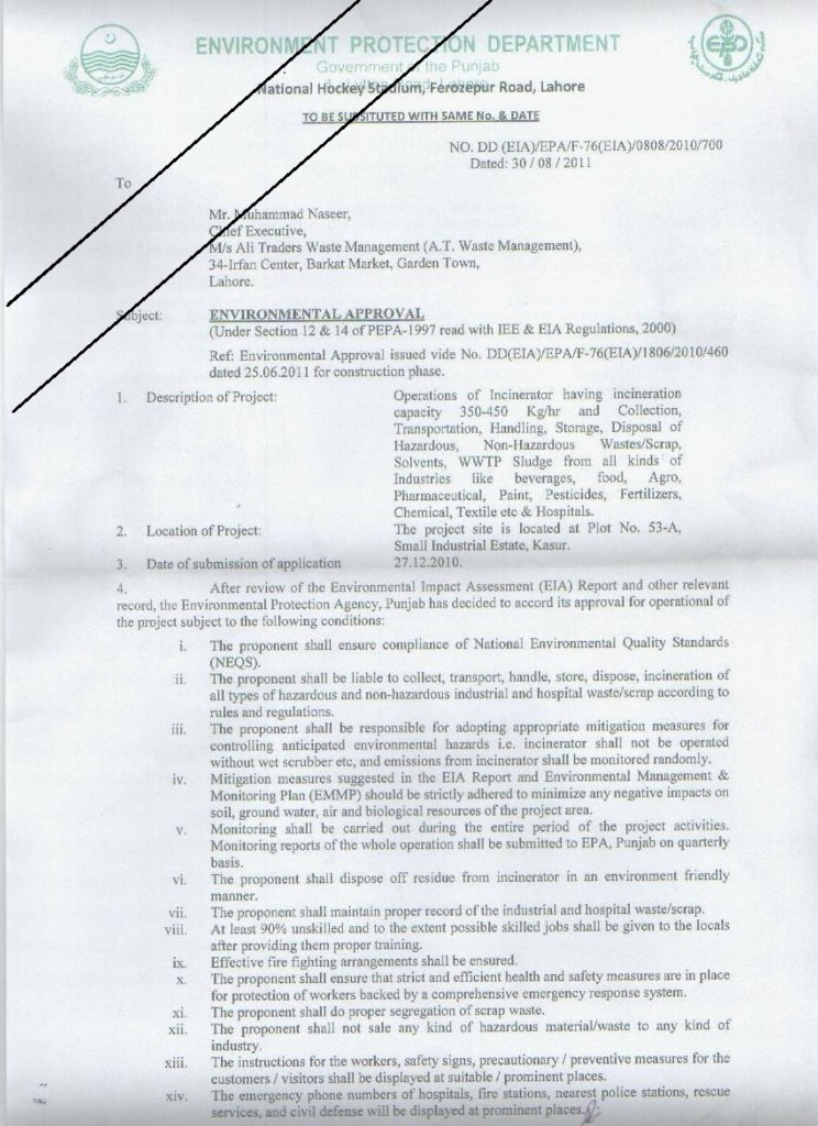 EPA Punjab incinerator environmental approval — page 3