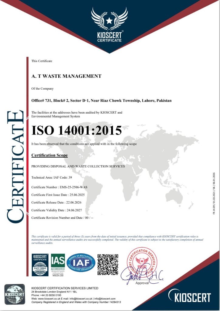 ISO 14001:2015 certificate — KIOSCERT